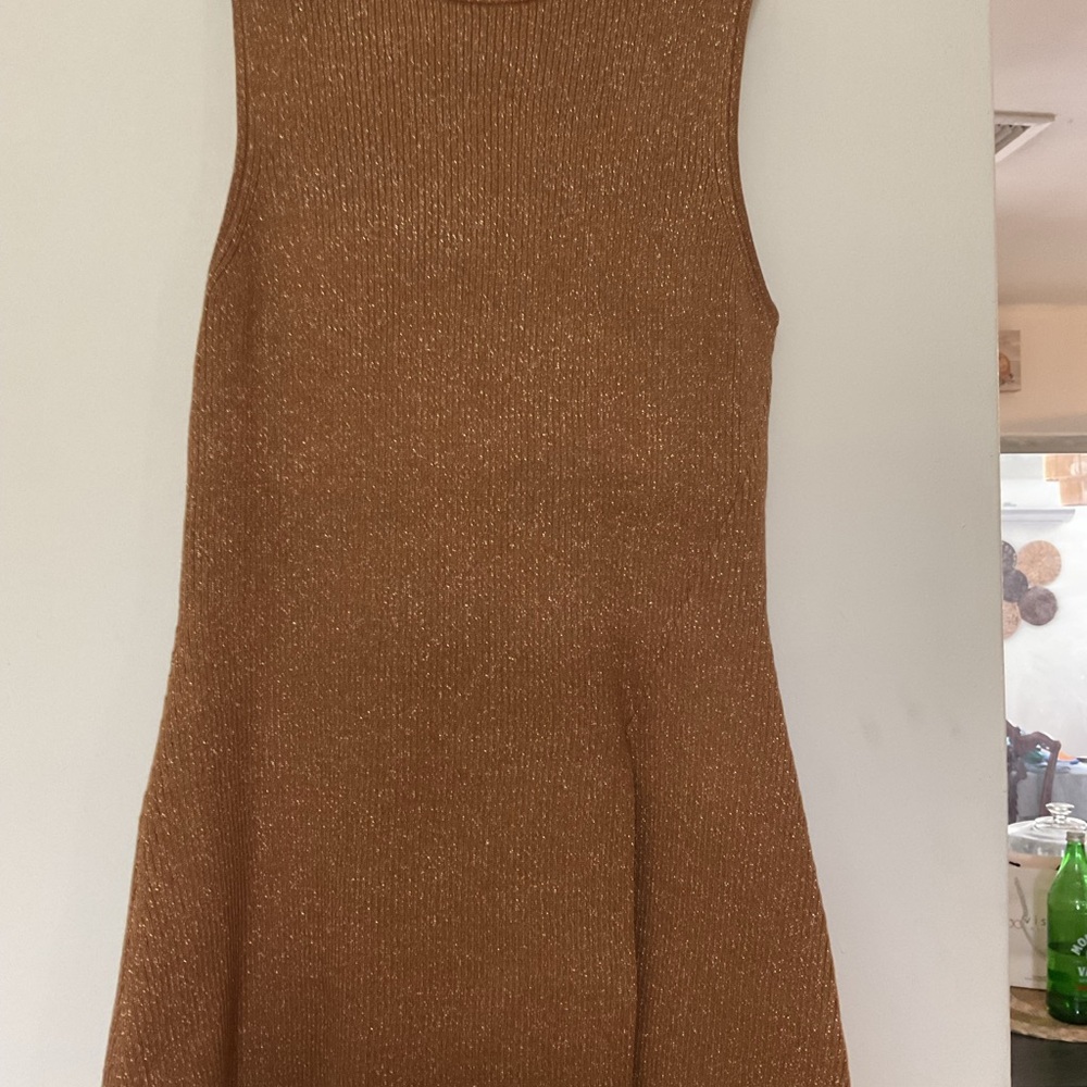 Sleeveless Knit Dress in Shimmery Copper Brown